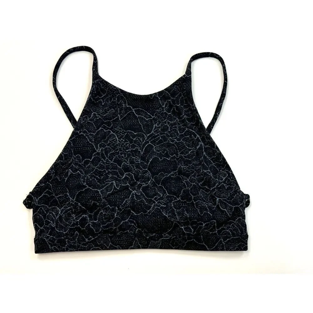 Lululemon High Neck Sport Bra Women 2 EUC Lined Strappy Stretch Yoga Gym‎ Run